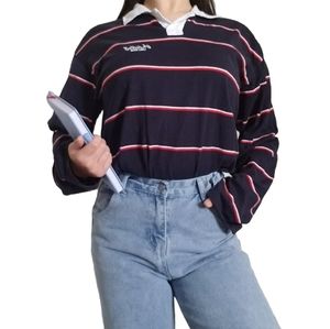 MixxMix Navy Collar Stripe Polo T-Shirt